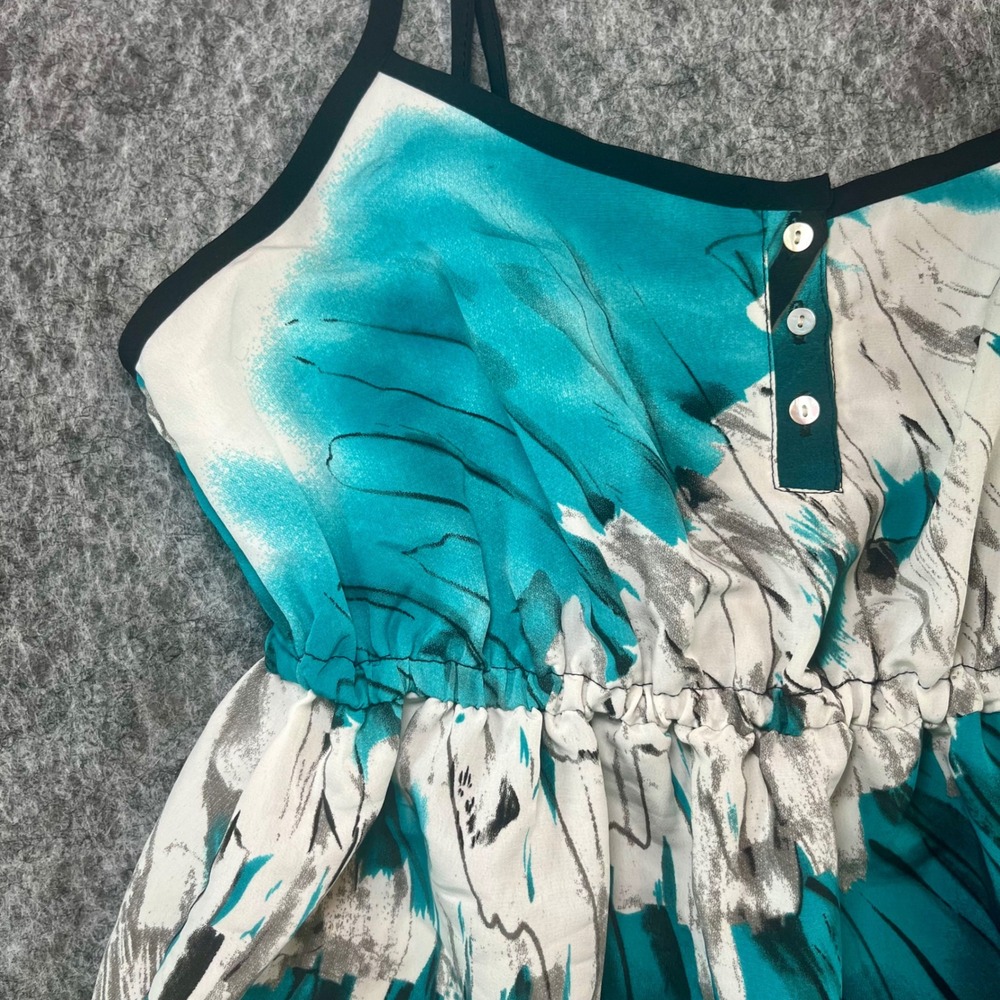 Kimchi Blue Urban Outfitters Abstract Print Dress Women S Teal Boho Y2K Indie - Picture 2 of 11